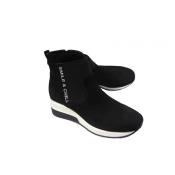 Skórzane botki sneakersy na koturnie 5 cm